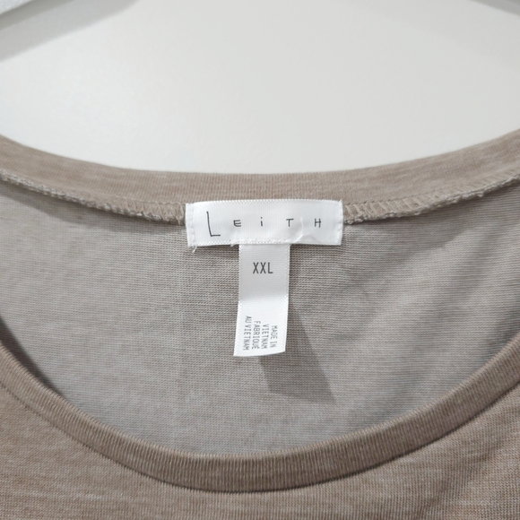 LEITH Ruched Body-Con Sleeveless Greige Dress, Tulip Hem, Heather Knit, XXL - Picture 5 of 13